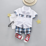 Turn-down Shirt&Plaid Shorts