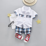 Turn-down Shirt&Plaid Shorts